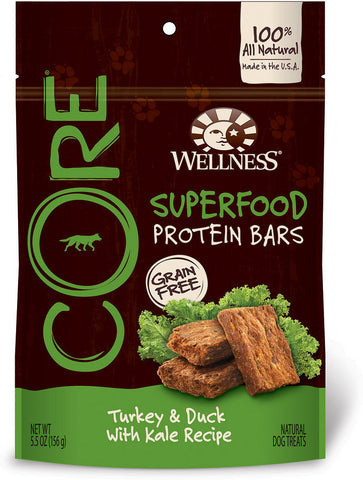 Wellness CORE Grain-Free Protein Bars Turkey Duck & Kale Dog Treats