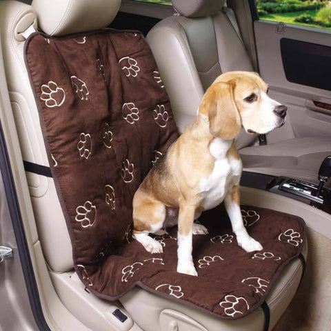 Single Bucket Chocolate Brown Pawprint Bench Car Seat Cover