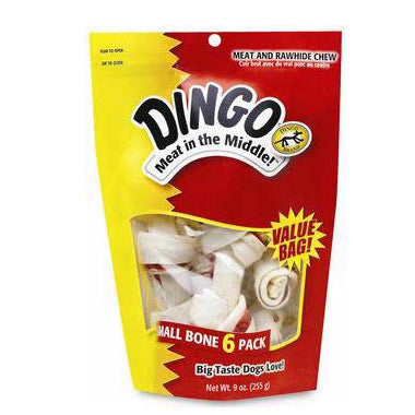 Dingo Meat And Rawhide Small Bone 6 Pack Chews