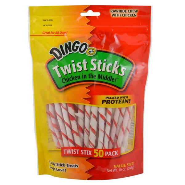 Dingo 50 Pack Twist Stix Rawhide Chews