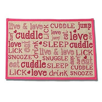 Petrageous Doodle Puppy Pink Tapestry Mat