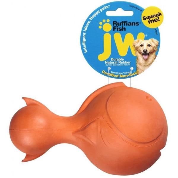 JW Pet Ruffians Rubber Fish Dog Toy