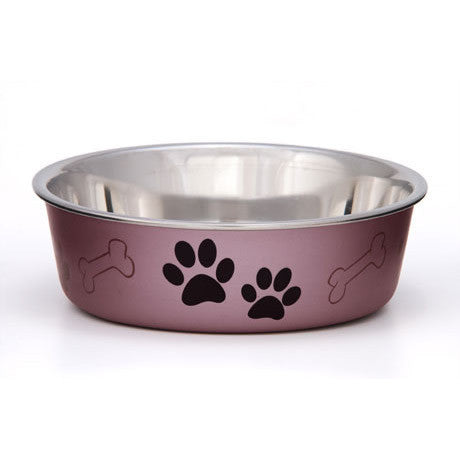 Metallic Grape Stainless Steel Dog Bowl