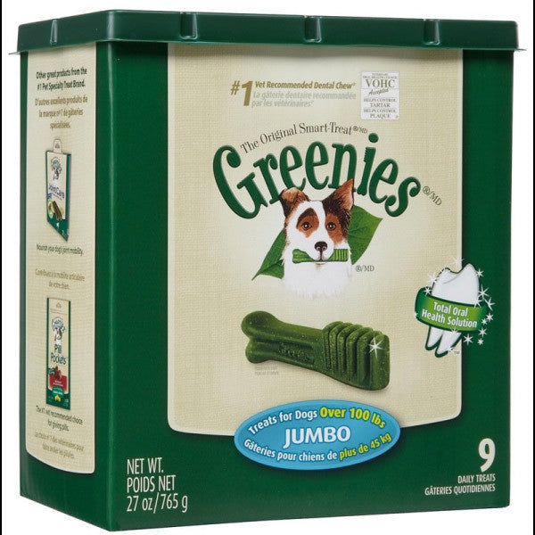 Greenies 27oz Canister Dog Treats Size Jumbo 9 Pack