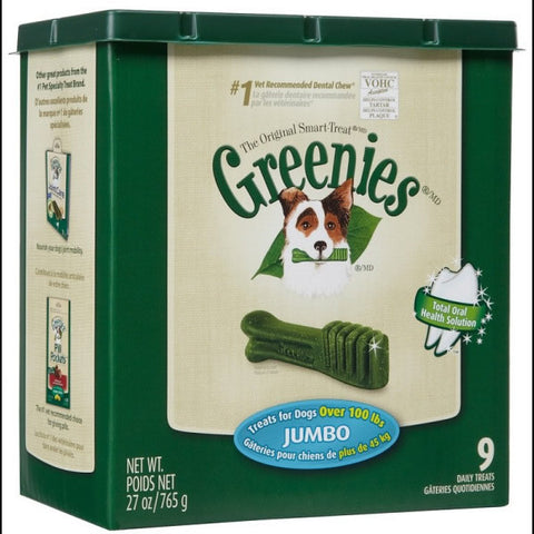 Greenies 27oz Canister Dog Treats Size Jumbo 9 Pack