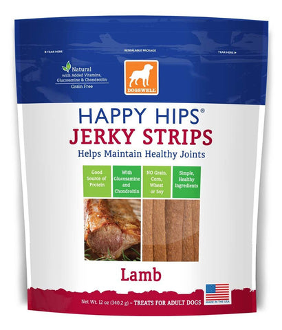 Dogswell Happy Hips USA Made Lamb Jerky Strips 12oz