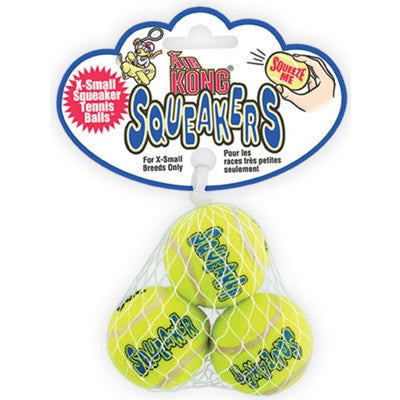 3 Pack Extra Small Air Kong Squeaker Tennis Balls