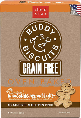 Cloud Star Buddy Biscuits Grain Free Peanut Butter 14 oz. Oven Baked