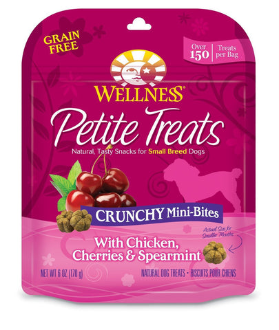 Wellness Grain-Free Petite Treats Crunchy Mini-Bites Chicken Cherries & Spearmint Dog Treats