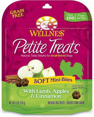Wellness Grain-Free Petite Treats Soft Mini-Bites Lamb Apples & Cinnamon Dog Treats