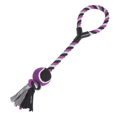 Zanies Tennis Toss Purple Rope Dog Toy