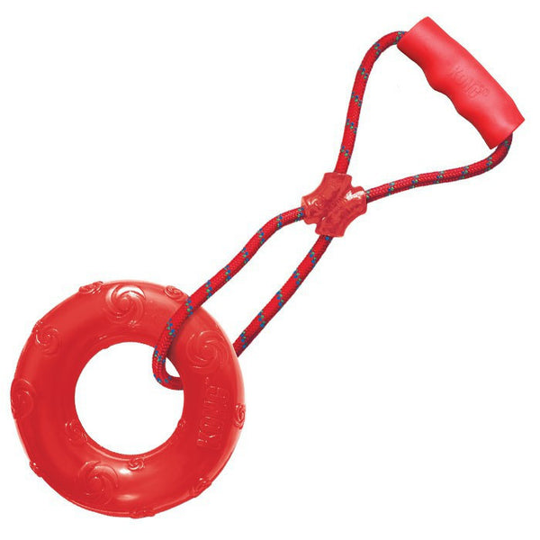 Large Kong Squeezz Gel Chew Ring With Tug Handle Dog Toy