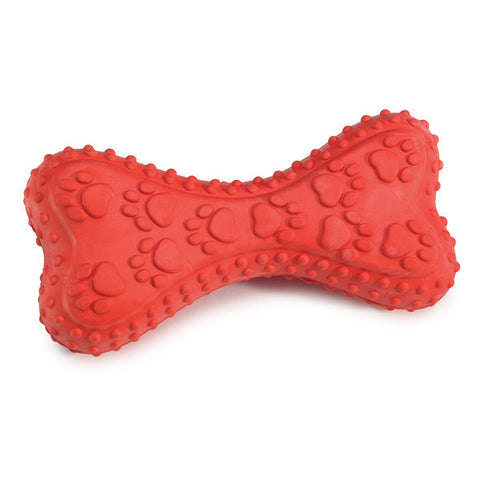 Chompy Romper Red Rubber Bone Chew Toy