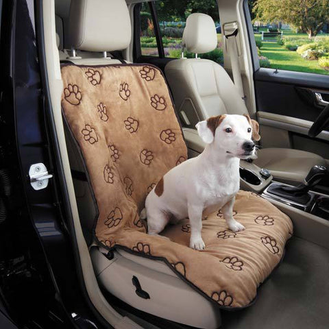 Single Bucket Tan Pawprint Bench Car Seat Cover