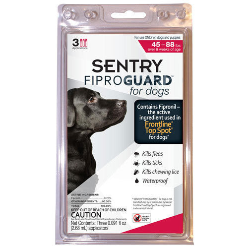 Sentry FiproGuard Flea & Tick Control for Dogs 45-88 lbs 3pk