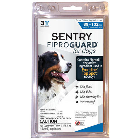 Sentry FiproGuard Flea & Tick Control for Dogs 89-132 lbs 3pk