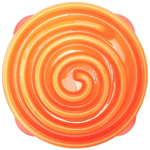 Outward Hound Fun Feeder Orange Slow Feed Bowl