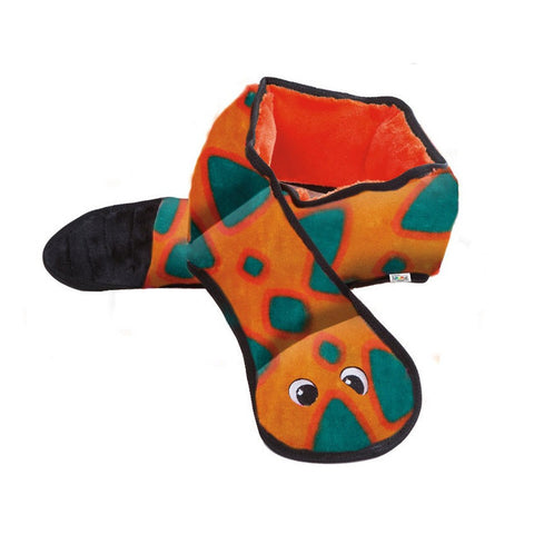 Outward Hound Invincibles Orange Blue 6 Squeaker Snake