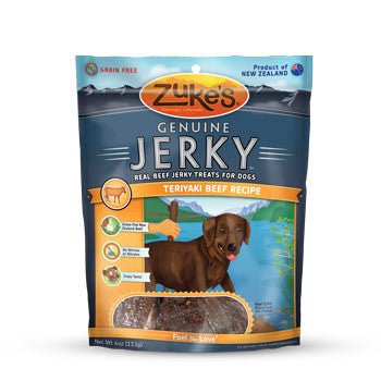 Zukes Genuine Jerky Teriyaki Beef 4oz Dog Treats