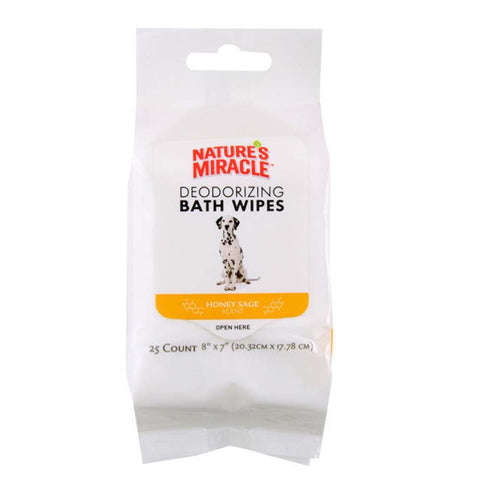 Natures Miracle Deodorizing Bath Wipes Honey Sage Scent 25ct