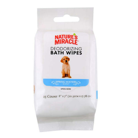 Natures Miracle Deodorizing Bath Wipes Spring Waters Scent 25ct